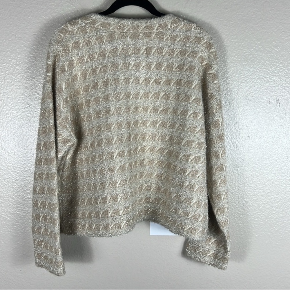 Sandro Maria Houndstooth Cardigan Gold Metallic Beige - Picture 8 of 9